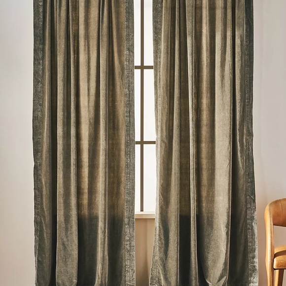 NWT Trova Washed Velvet Curtain Panel from Anthropologie - Picture 2 of 7